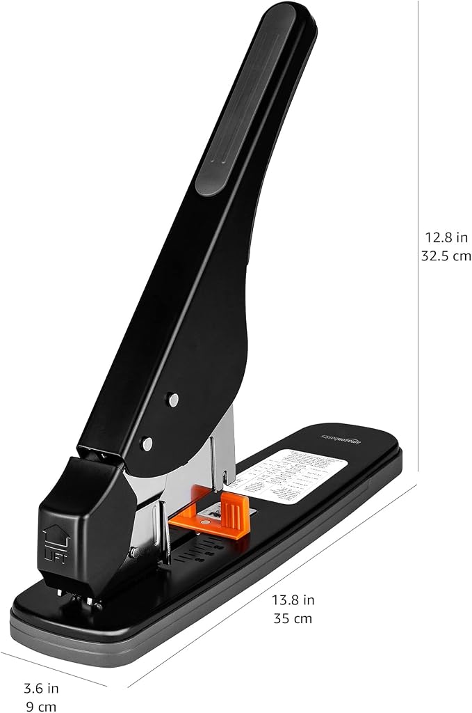 Amazon Basics Effortless Heavy-Duty Stapler, 210 Sheets High Capacity, Large Office Stapler with 1000 Staples, Black