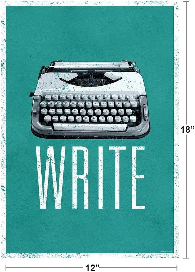 Typewriter Poster Write Retro Vintage Green Creative Writing Writer Classroom College Cool Wall Art Print Poster 12x18