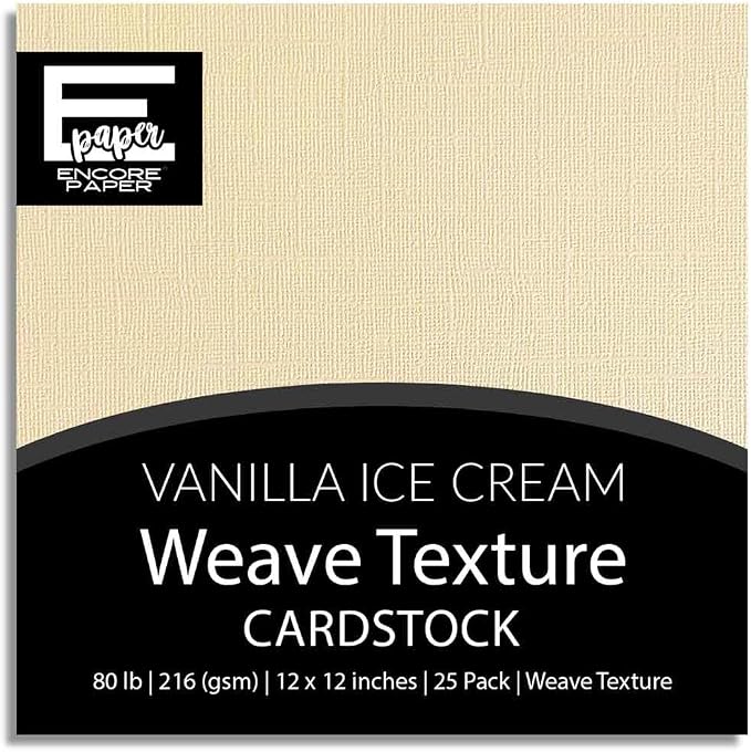 Vanilla Ice Cream—12x12 Textured Cardstock | 80lb Textured Cream - White Scrapbook Paper | Premium Cardstock for Cricut Cutting | 25 Sheets