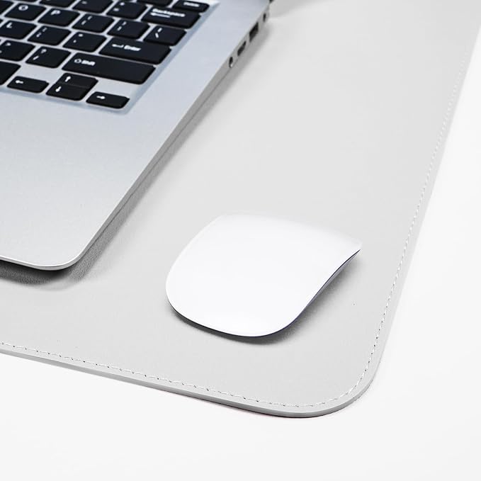 AFIING Leather Desk Pad Protector, Large Desk Mat with Natural Cork & PU Leather, Mouse Pad, Non-Slip, Waterproof Desk Writing Pad for Office and Home (White)