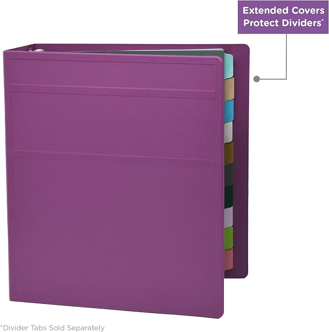 Carstens 3-Inch Heavy Duty 3-Ring Binder - Side Opening, Dewberry Purple, Durable Plastic, Precision No-Gap Rings, Waterproof Cover, No Pockets, Holds 400 Letter Sheets, BPA-Free Made in USA (1707-3R)