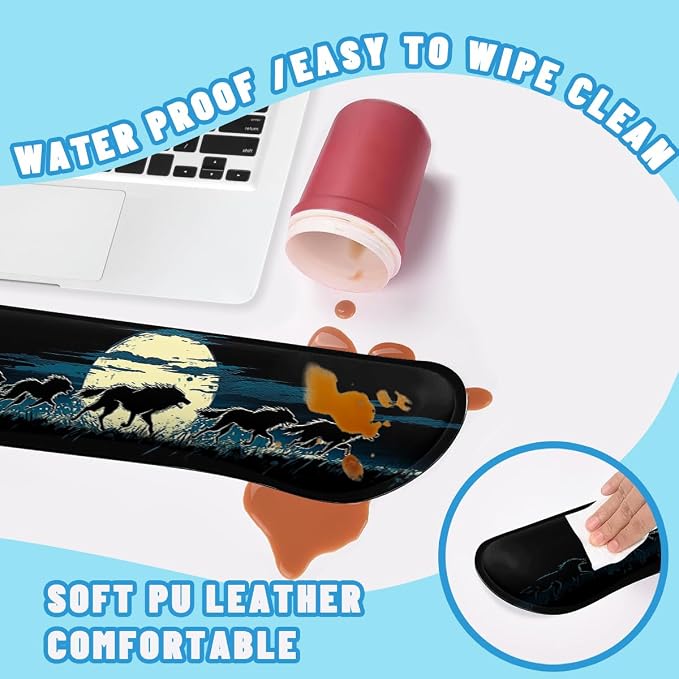 Blue Wolf Mouse Pad Set Glowing Eyes Fantasy Animal Smoke Art Gaming Mousepad 4in1 Desk Mat for Desktop Wrist Support Cup Coaster Set Ergonomic Computer Desk Arm Wrist for Decor Home Office