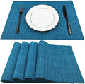 WAZAIGUR Placemats Crisscross Woven Vinyl Place Mats Set of 4 Blue