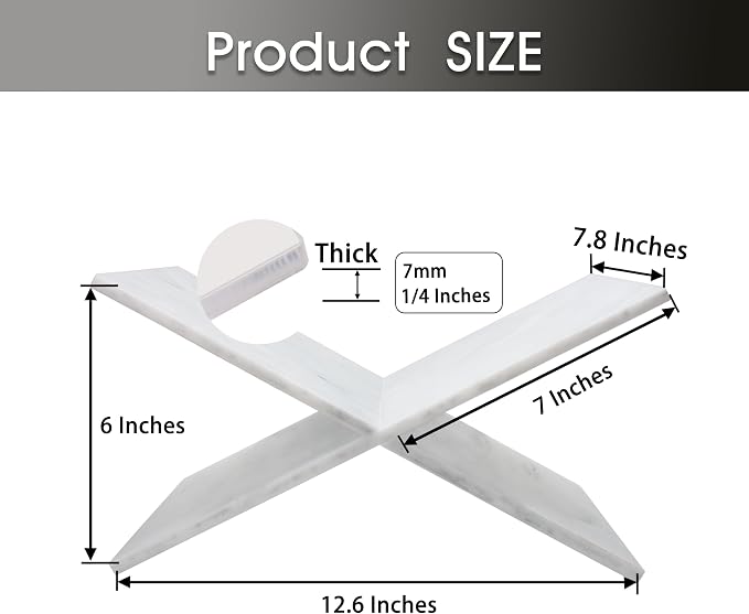 Clear Acrylic Book Holder，Transparency Reading Open Book Stand with Paperweight, Perfect for Cookbooks, Magazines and Bible Display (Large Marble Pattern)