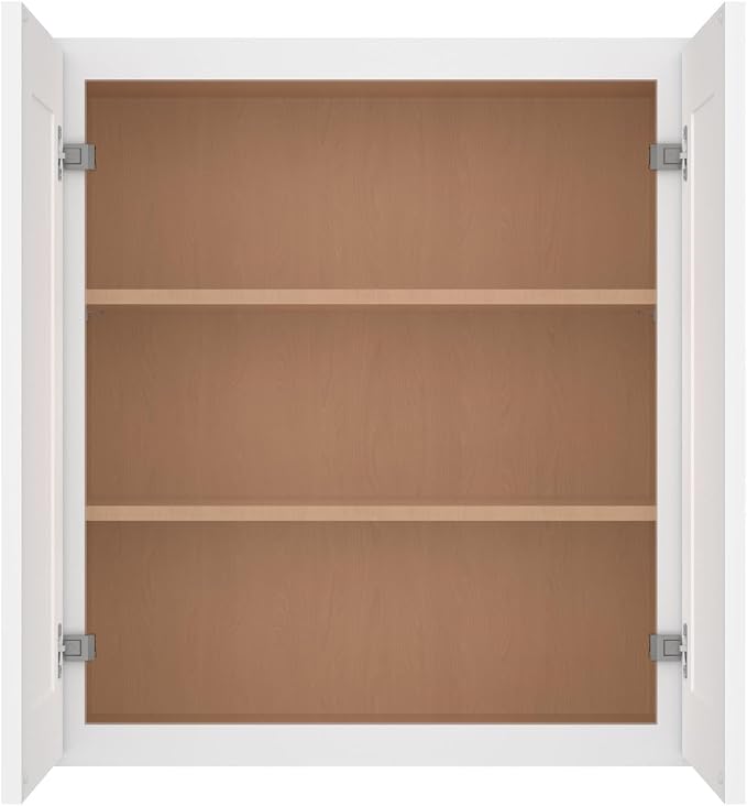 Furinno Shaker 3-Tier Wall Kitchen Cabinet, 2-Door, White | 12 D x 27 W x 30 H, Adjustable Hinges, Soft-Close Shaker-Style Door, Ready to Assemble, Plywood, for Pantry, Dining Room