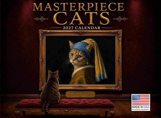 Art Masterpieces Cat Calendar 2027 Monthly Wall Calender 12 Month