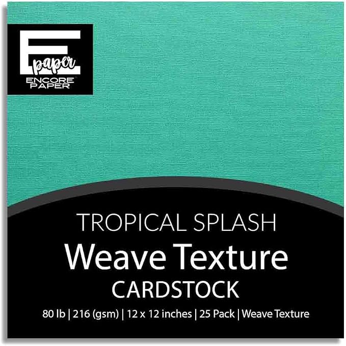 TROPICAL SPLASH—12x12 Textured Cardstock | 80lb Textured Green Scrapbook Paper | Premium Cardstock for Cricut Cutting | 25 Sheets