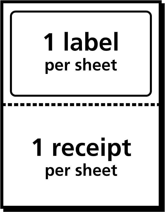 Avery® Printable Shipping Labels with Paper Receipts, 5-1/16" x 7-5/8", White, 50 Blank Mailing Labels (5127)