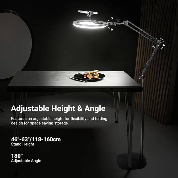 NEEWER Entry Level Version 10.5" 10W Ring Light with 46"-63" Stand, Overhead Phone Holder Mount Compatible with iPhone, Bi Color LED Selfie Lighting CRI85+ for TikTok Video Recording Streaming, N44
