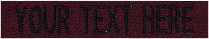 Custom Uniform Name Tapes Solid Colors. Made in The U.S.A. Ships Under 24 Hours. Maroon Fabric, 3.5 Inch Sew on