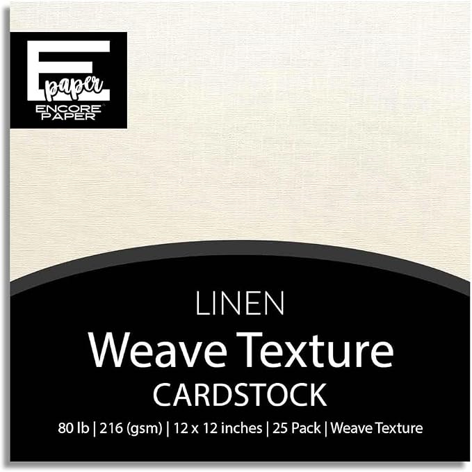 LINEN—12x12 Textured Cardstock | 80lb Textured Wt/Off Wt Scrapbook Paper | Premium Cardstock for Cricut Cutting | 25 Sheets