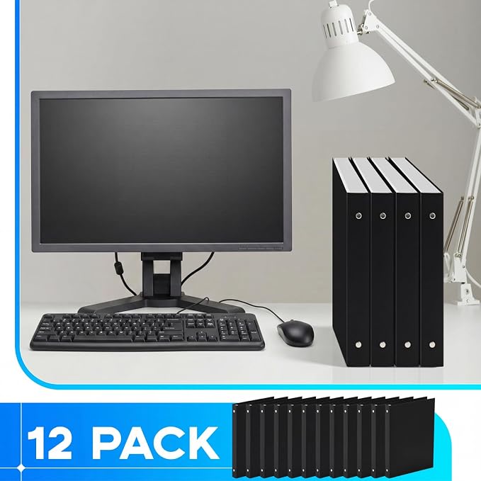 Henoyso 12 Pcs 0.5 Inch Mini 3 Ring Binders Fits 5.5" x 8.5" Paper, Holds(Capacity 140 Sheets), Plastic Flexible Three Round Rings Small Black A5 Binders Bulk for School, Office Use, Photo Album