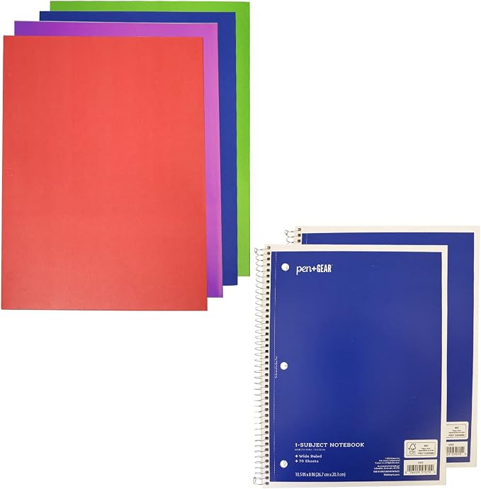 Moda West 12 Pack Bulk School Supplies 52 Piece Kit- Pens, Pencils, Crayons, and More - Essential Box of School Supplies for Elementary, Middle, and High School Students