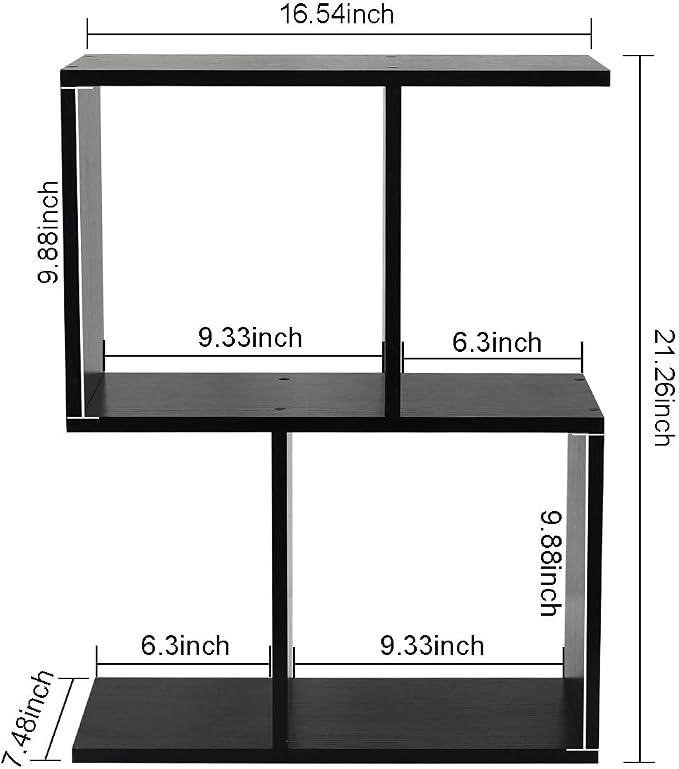 Desktop Shelf Freestanding Wooden Small Bookshelf Desk Supplies Organizers and Accessories Storage Display Rack Office Dorm Decor for Women, Black