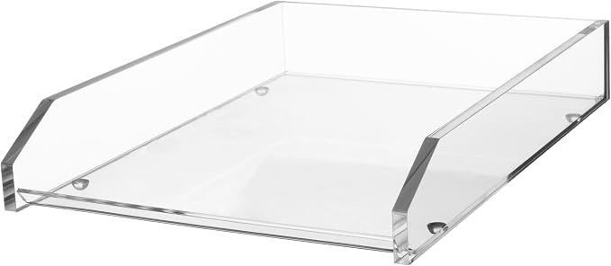 Kantek Clear Acrylic Large Letter Tray, Stackable Desk Organizer, Front Loading, 10.6" x 13.9" x 2.5", Non-Skid Feet, Office Organizer, Desk Accessory