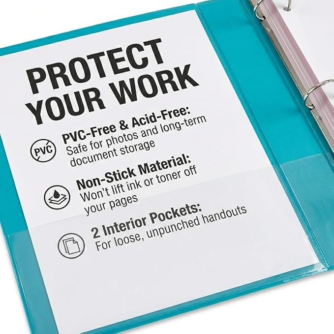 Samsill BioBinder 3 Inch (4-Pack) - Durable Plant-Based 3 Ring View Binder, USDA Certified Biobased, Customizable Nonstick Cover & Spine - 550 Sheet Capacity, Letter Size School Office Organizer