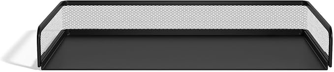 TRU RED Side‑Load Stackable Metal Letter Tray, Matte Black, 2‑Pack – Durable Desktop Paper Organizer for Office Files