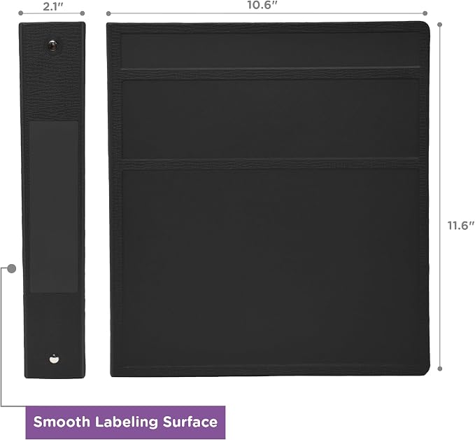 Carstens 1.5-Inch Heavy Duty 3-Ring Binder - Side Opening, Black, Durable Plastic, Precision No-Gap Rings, Waterproof Covers, No Pockets, Holds 250 Letter-Size Sheets, BPA-Free, Made in USA (2070-3R)