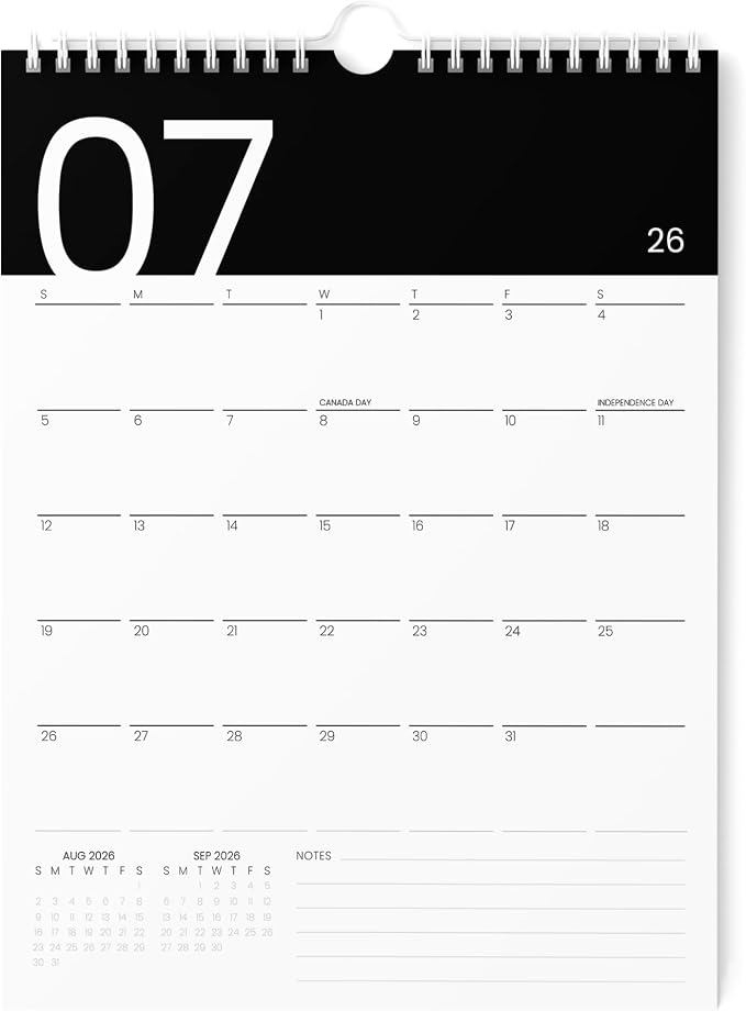 Karto Wall Calendar 2026-2027 8.5x11 in - Modern Black