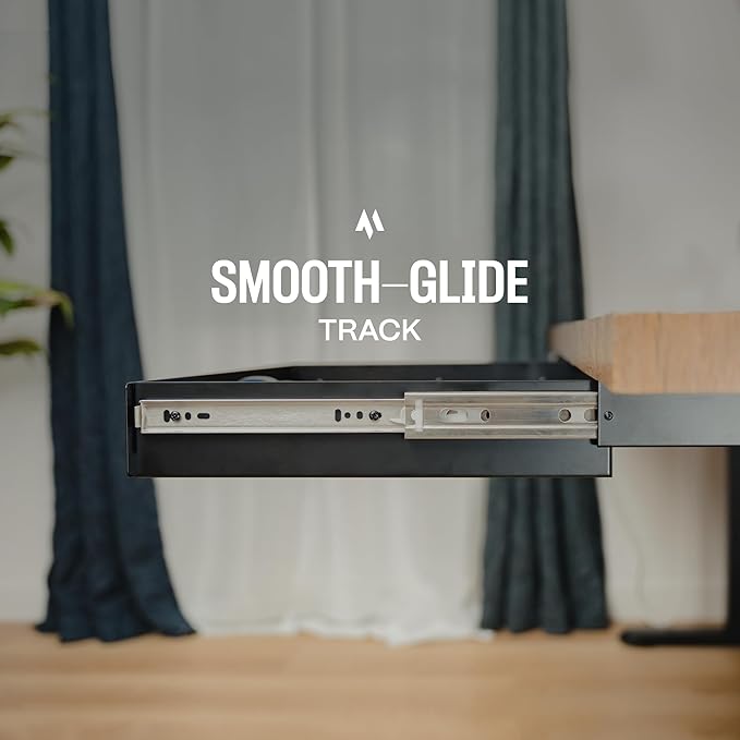 Under Desk Drawer Slide Out Attachment - Carbon Steel Undermount Table Drawer with Cable Management, Pull Out Add-On Storage for Office & Standing Desks (7.5" x 8" x 2.8")