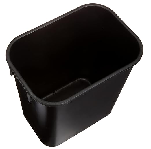 Amazon Basics Small Rectangular Commercial Office Wastebasket, Easy to Clean,11.4"L x 8"W x 12"H, 3 Gallon, Black, 6-Pack