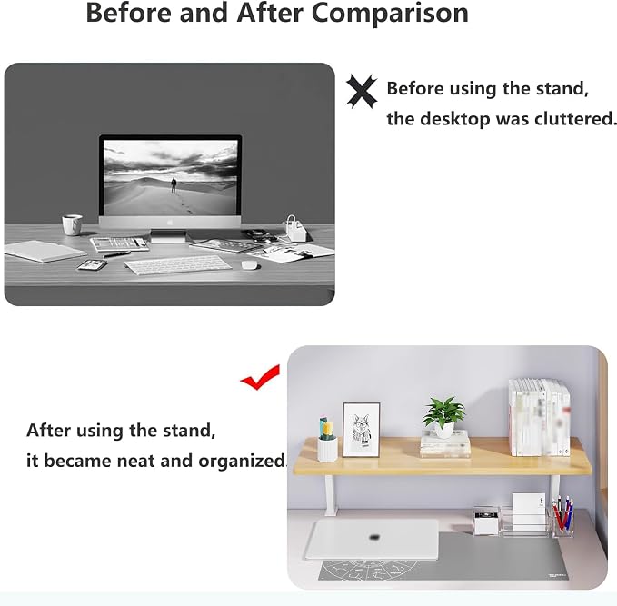 Clamp On Desk Shelf, Adjustable Desktop Extender Storage Organizer | Space Saving Desk Shelf No Drill For Office, Dorm, Home Desk Organization (23.6 x 7.8 in)