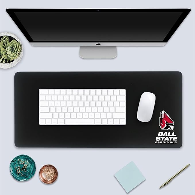 Ball State University Classic Cloth Desk Mat, Durable Office Supplies, Non-Slip Base, Responsive Desk Pad with Smooth Cloth Surface, Black