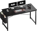 OLIXIS Computer Desk, 55 Inch Gaming Desks for Home Office Small Spaces | Writing Study Craft Work Table, Computer Workstation for Bedroom with Storage Bag, Black