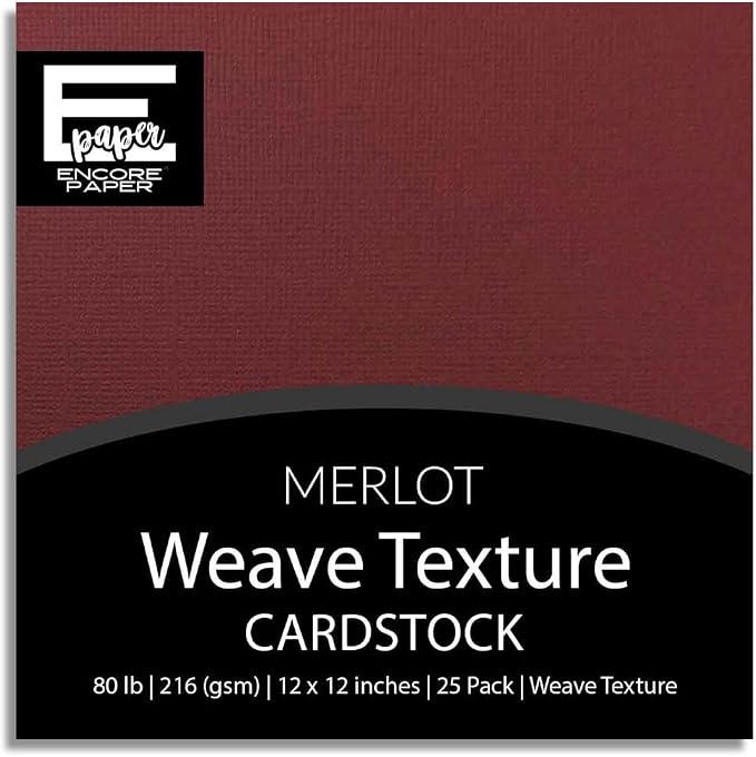 MERLOT—12x12 Textured Cardstock | 80lb Textured Red Scrapbook Paper | Premium Cardstock for Cricut Cutting | 25 Sheets