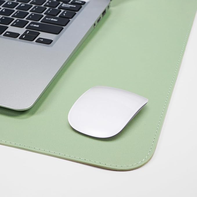AFIING Cork Desk Mat 47" x 23.6", Dual-Sided Natural Cork & PU Leather Desk Pad, Non-Slip Waterproof Large Mouse Pad for Office, Home & Gaming (Light Green)