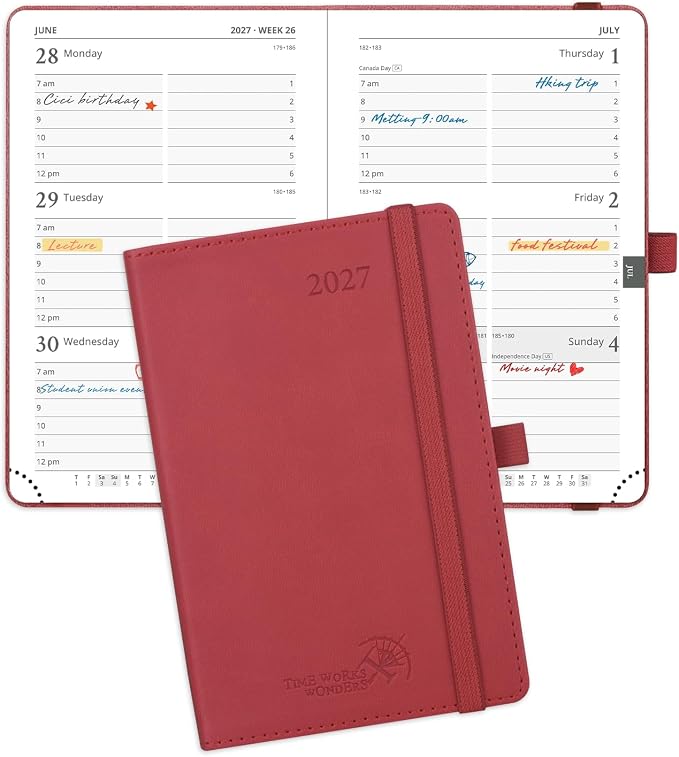 POPRUN Pocket Calendar 2027 for Purse, Weekly & Monthly Planner Pocket Size