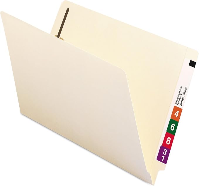 Smead End Tab 1-Fastener File Folder, Shelf-Master® Reinforced Straight-Cut, Legal Size, Manila, 50 Count, 37110