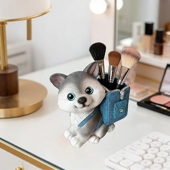 Funny Dog Pen Holder, Pencil Holder for Desk, Husky Gifts for Women Men, Cute Desk Pen Organizer for Home Office School Decoration