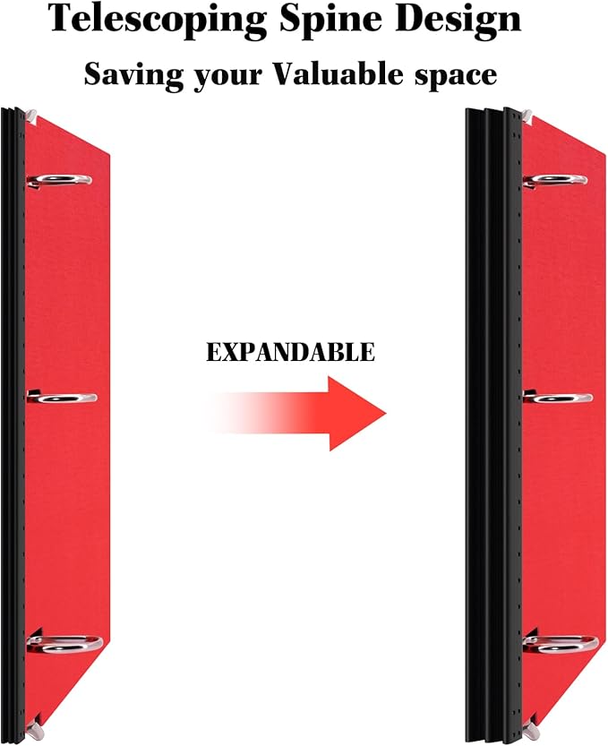 INFUN 1 Inch Telescoping 3 Ring Binder, 6 Pack– Portable Plastic Binder with Telescoping Spine, Holds 8.5" x 11" Paper, Assorted Colors–Perfect for School, Office & Home