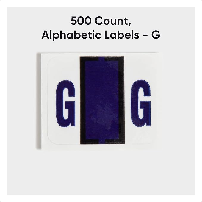 Smead BCCR Bar-Style Color-Coded Alphabetic Label, G, Label Roll, Violet, 500 Labels per Roll, (67077)