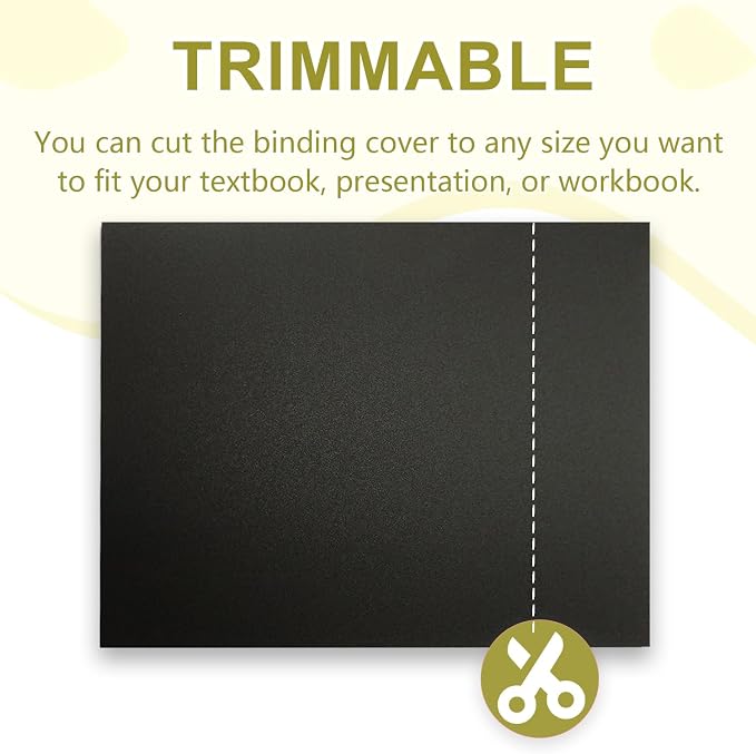 HOUYEE 200 Pack 16mil Binding Presentation Covers, Sand Texture, Black | Plastic Back Binding Polycovers, 8.5x11 Inch Letter Size, Square Corners,Un-Punched, Office & School Supplies