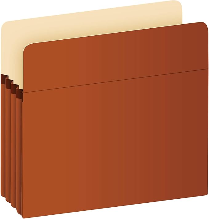 Pendaflex Expanding File Pockets, File Organizers for School, Home or Office, Letter Size, Redrope, 3.5" Expansion, Reinforced with DuPont™ Tyvek® Material, Redrope, 25 per Box (1524E-OX)