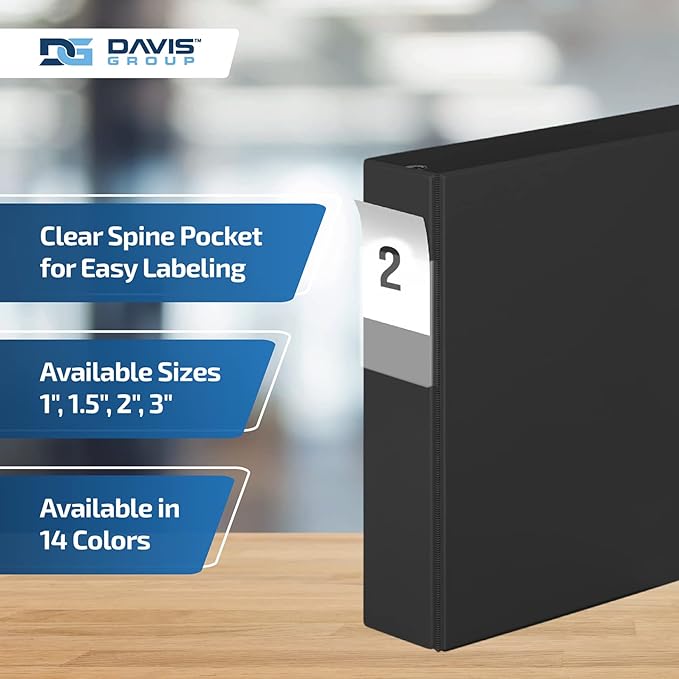 Premium Economy 3-Ring Binder, Spine Label, 2" D Rings, 6 Pack | Heavy-duty binder, fits 8.5" x 11" paper, black, customizable spine, made in Canada, ideal for school or office use