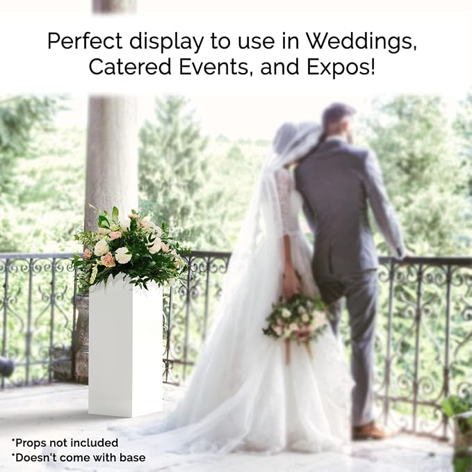 2 Pack White Pedestal Platform Tall Box 12" x 12" x 32" No Lid Art Exhibit Sample Flower Arrangement Display Plant Cube Retail Riser Collectible Cover 5 Sided by Marketing Holders