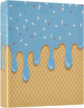 3 Ring Binder Blue Ice Cream 1.5 inch Binders Three Ring Binders with Clipboard Fit 8.5'' x 11'' Paper 3 Interior PVC Clear Pockets for Office Supplies