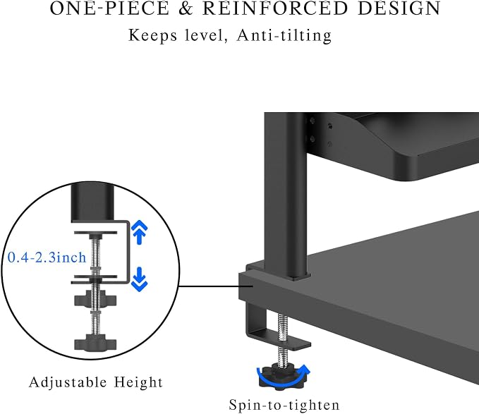 Clamp on Desk Shelf, 17in 2-Tier Office Desk Shelves Organizer, Small Shelf for Top of Desk with Headphone Holder and Hooks, Desktop Storage Rack for Home Workspace, Study Rooms, Gaming Accessories