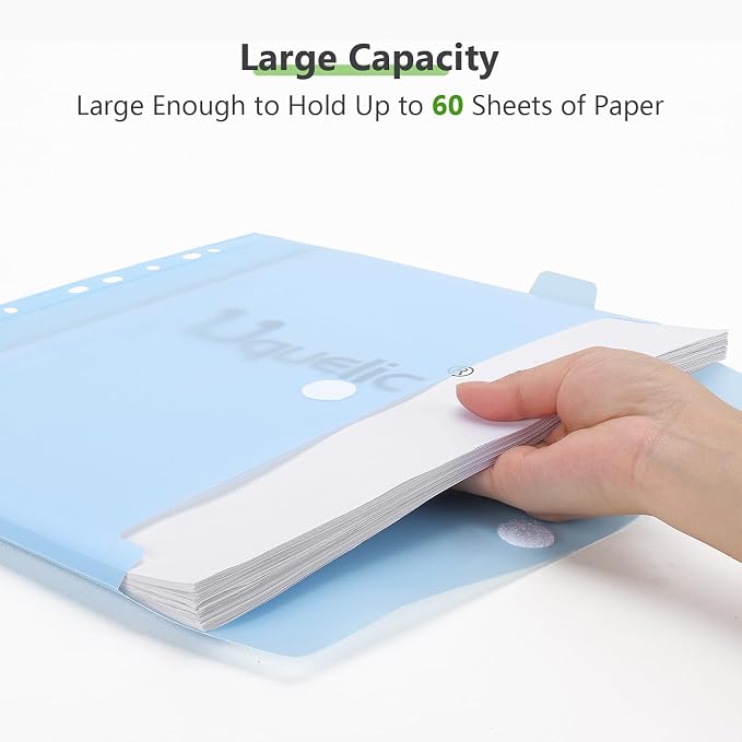 Uquelic Document Organizer, Soft PVC 3 Ring Binder with 12 Pockets | Colorful Zipper Binder with Dividers Letter Size, Large Capacity Cute Folder for School, Office & Home Use (Grey)