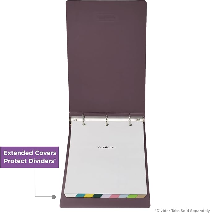Carstens 2-Inch Heavy Duty 3-Ring Binder - Top Opening, Plum, Durable Plastic, No-Gap Rings, Waterproof Cover, No Pockets, Holds 300 US Letter Sheets, BPA-Free, Made in USA (5873-3R), Case of 16