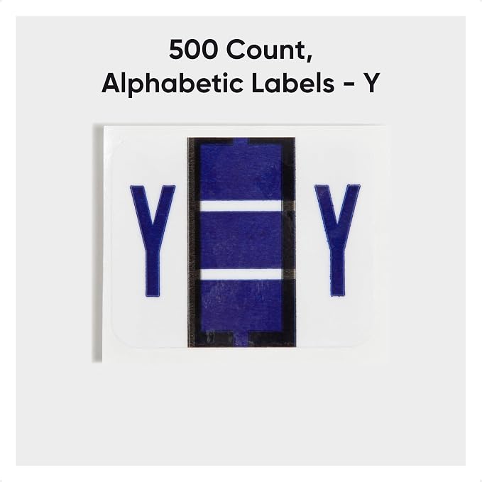 Smead BCCR Bar-Style Color-Coded Alphabetic Label, Y, Label Roll, Violet, 500 Labels per Roll, (67095)