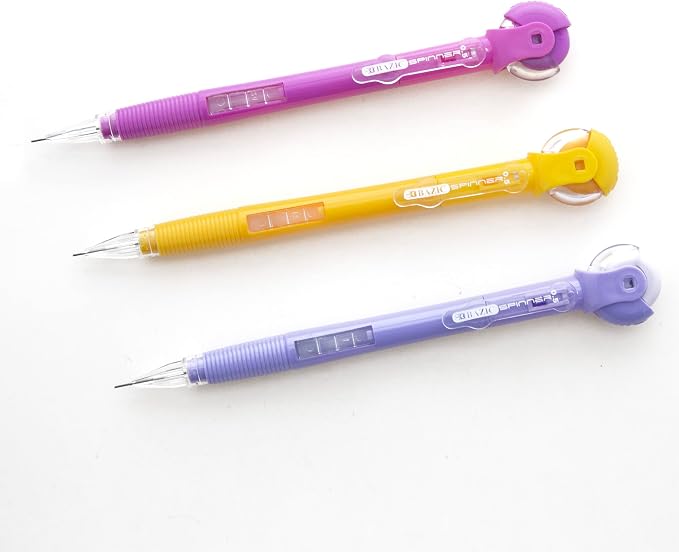 BAZIC PRODUCTS 0.7 mm Mechanical Pencils, Spinner Eraser, HB Lead, 3 Count