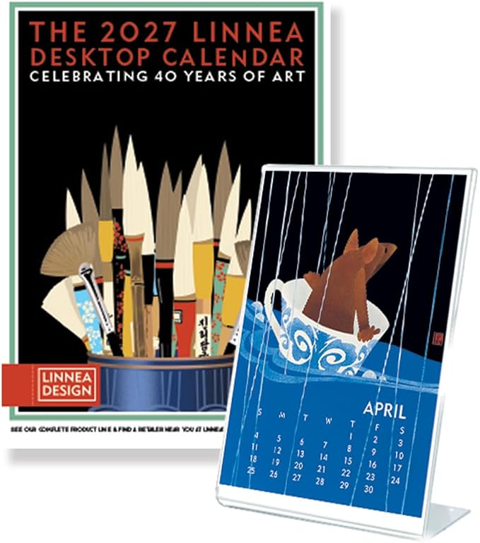 Linnea Design 2027 Desktop Calendar and Frame Set 5 x 7" Artwork by Johanna Riley and Linnea Riley