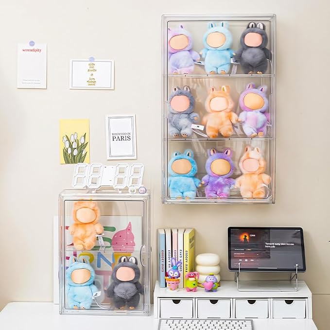 BOHOIDEE 6 Tiers Extra Large Clear Display Case for Figures, Acrylic Storage Organizers Box with Magnetic Door, Wall-Mounted Dustproof Showcase for Collectibles Action Figure