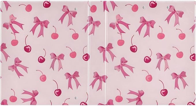 3 Ring Binder Pink Bows Cherry 1.5" Round Ring Binders View Binder with 200 Sheet for Kids School Supplies Women Men Office, 1 Pack