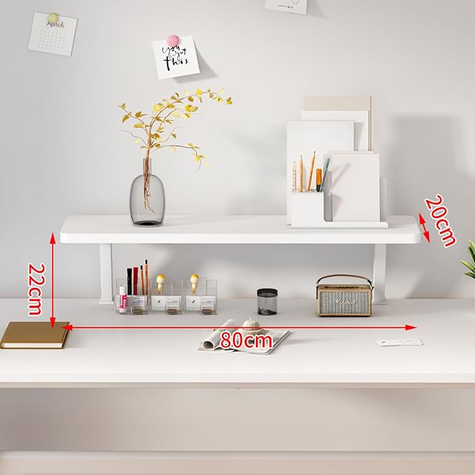 Clamp on Desk Shelf 31.5x7.8in Space-Saving Desktop Extender | White Klemmbares Schreibtisch Organizer Regal Adjustable Floating Desks Shelf for Office, Dorm, Home Desk Organization