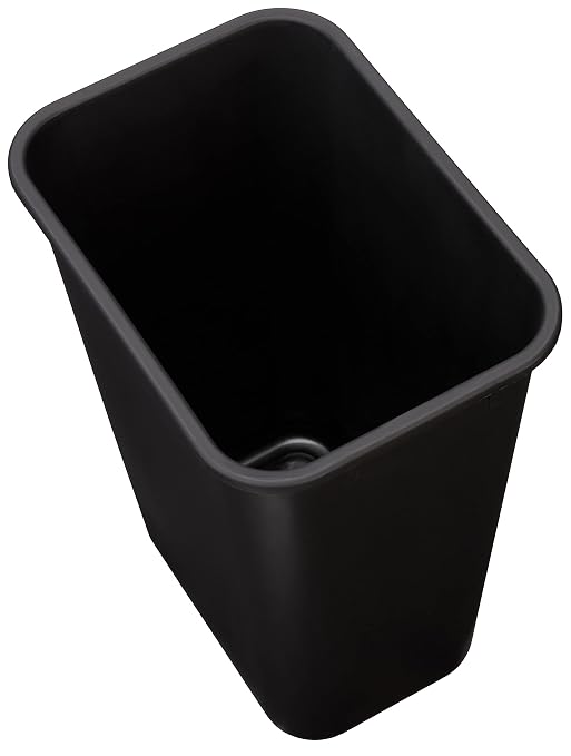 Amazon Basics Rectangular Plastic Office Wastebasket, Easy to Clean,15.5"L x 11.5"W x 20"H, 10 Gallon, Black, 2-Pack